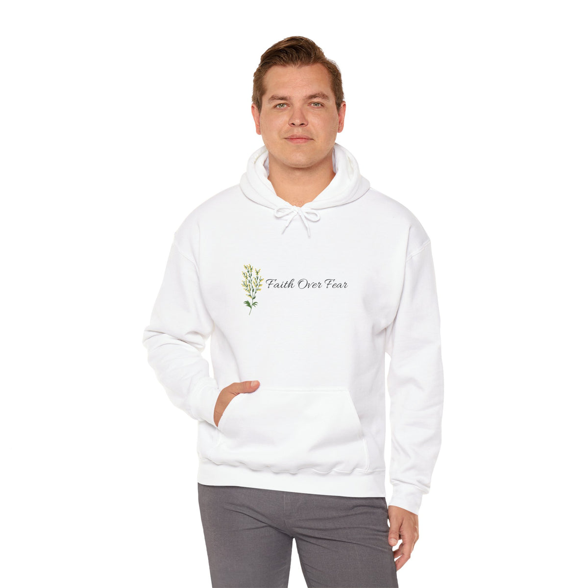 Faith Over Fear Hoodie – Floral Script Inspirational Sweatshirt
