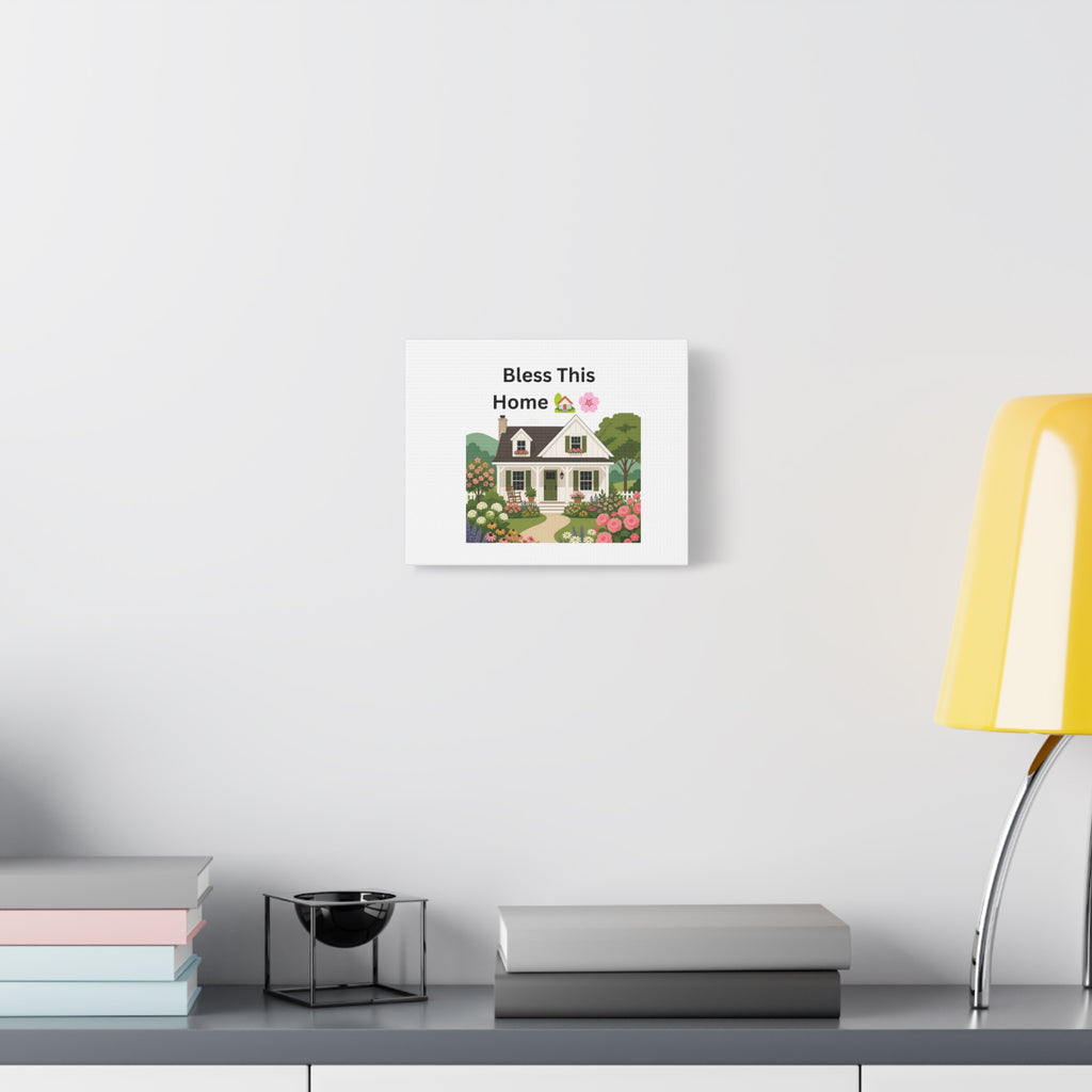Bless This Home Canvas Wall Art — Cottage Garden House Print