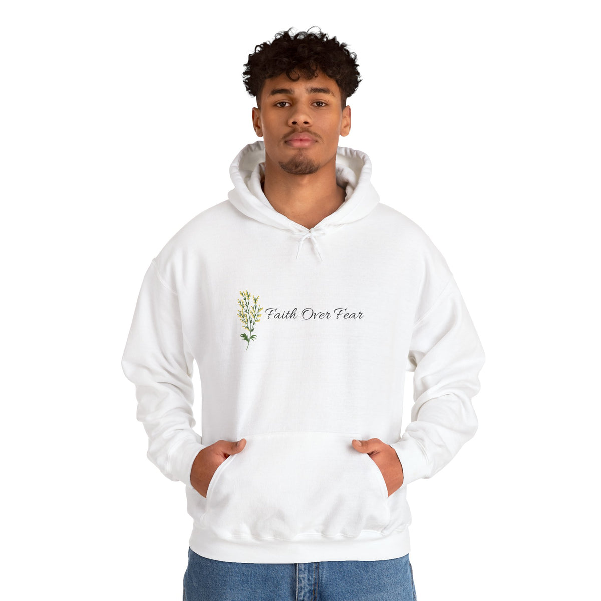 Faith Over Fear Hoodie – Floral Script Inspirational Sweatshirt