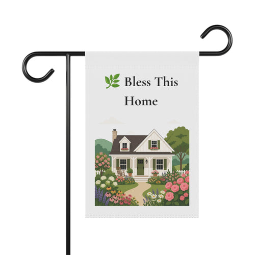 Bless This Home Garden Flag – Cottage House Floral Welcome Banner