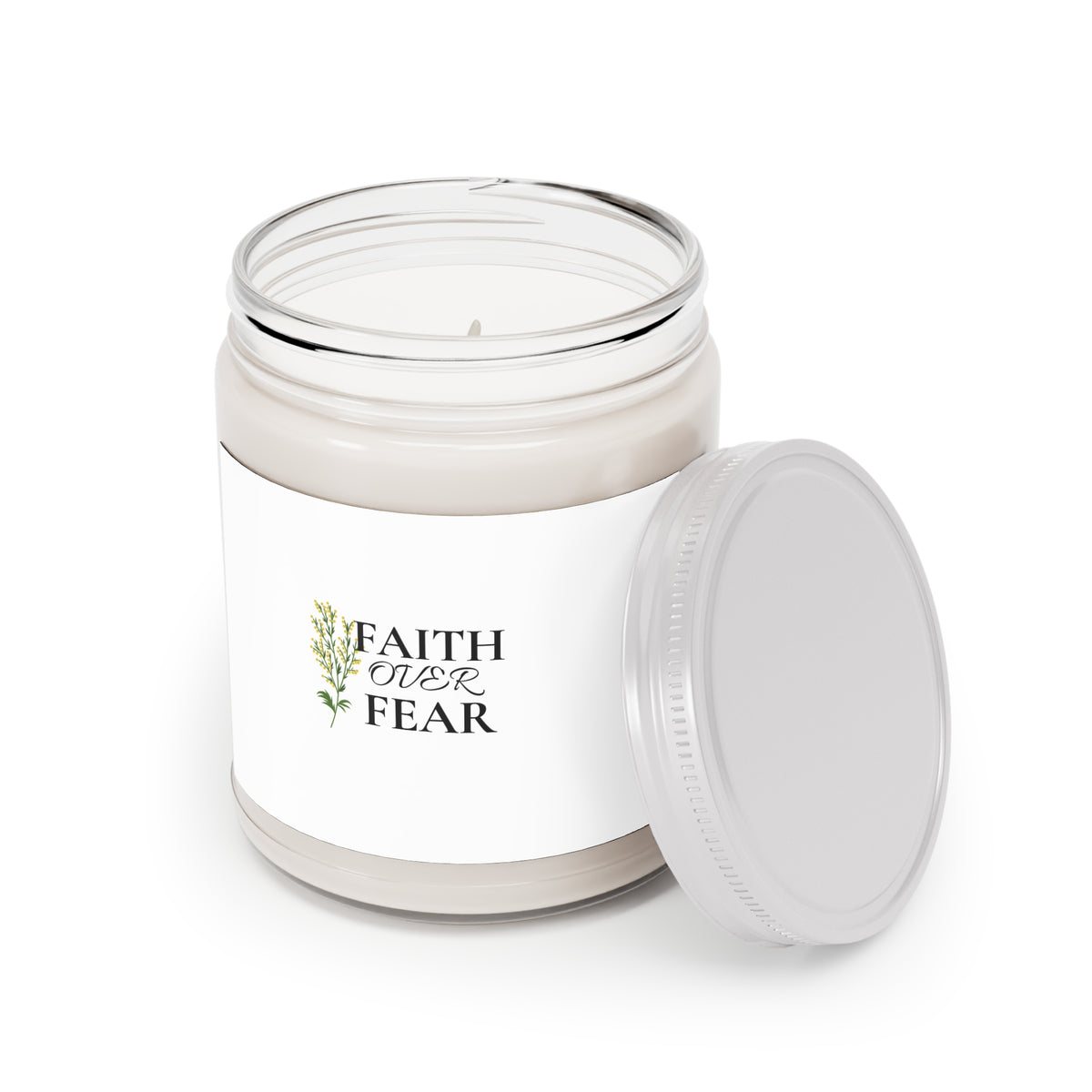 Faith Over Fear Soy Candle — 9oz Scented Jar with White Lid