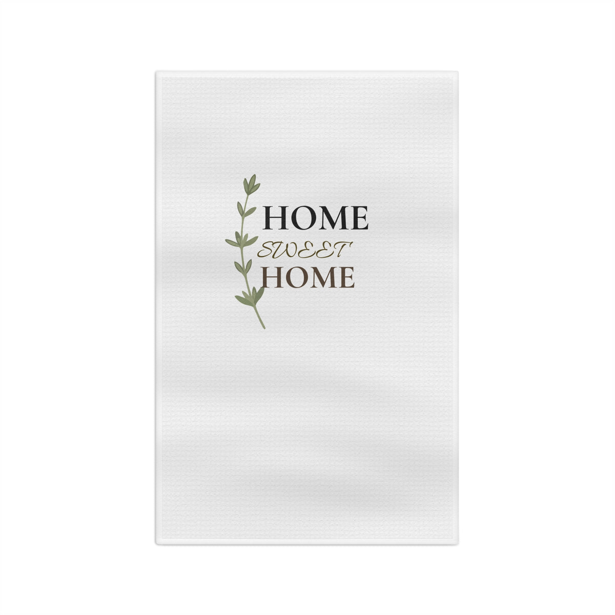 Home Sweet Home Microfiber Tea Towel — Rustic Green Leaf Kitchen Decor