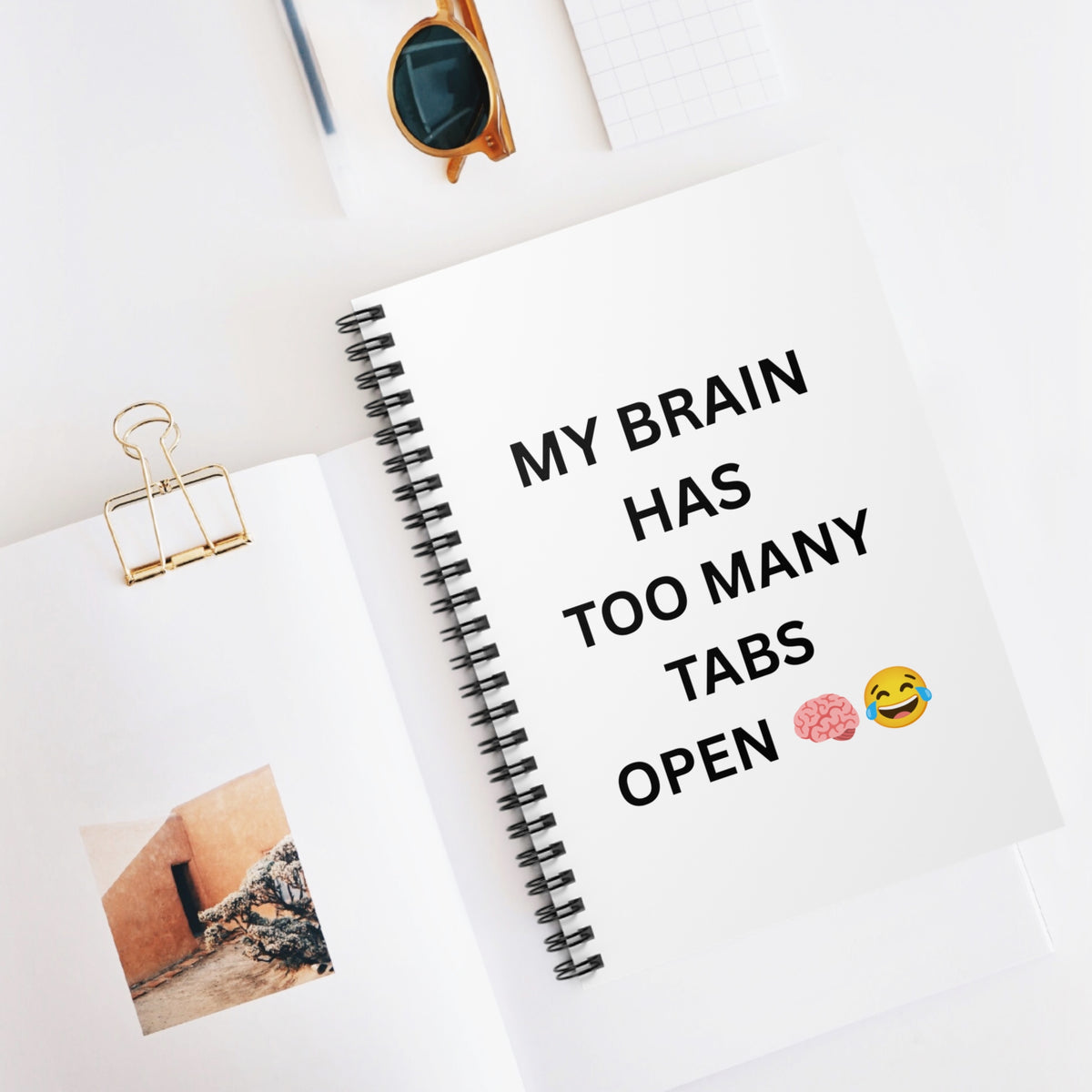 My Brain Has Too Many Tabs Open Spiral Notebook — Funny Ruled Journal for Students & Busy Minds