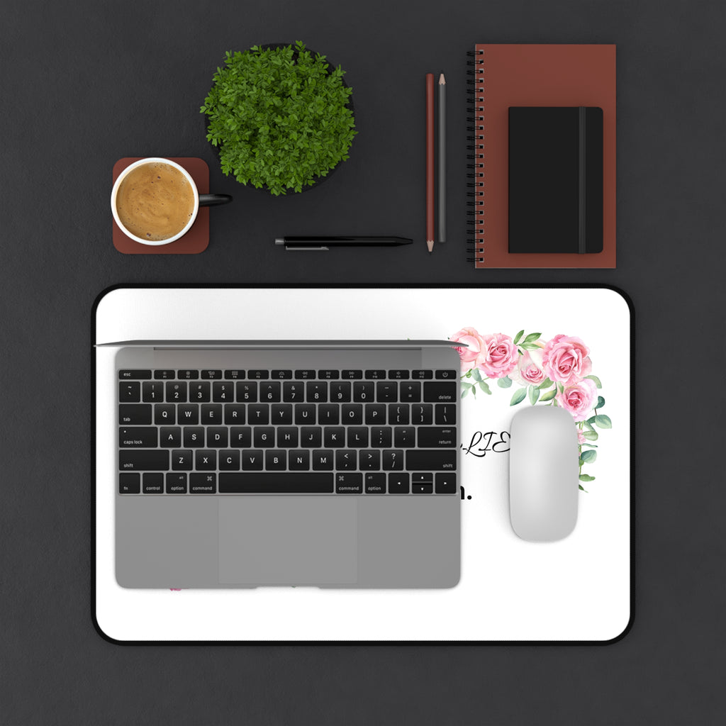 Inspirational Floral Desk Mat — "Dream, Plan, Believe" Mouse Pad