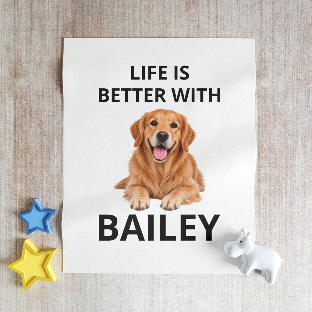 Personalized Dog Throw Blanket – “Life Is Better With Bailey” Cozy Pet Gift