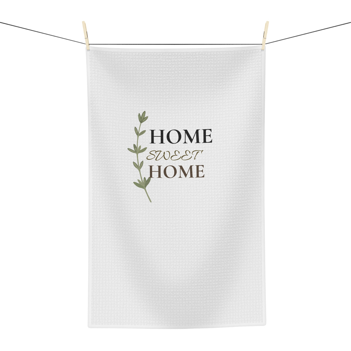 Home Sweet Home Microfiber Tea Towel — Rustic Green Leaf Kitchen Decor