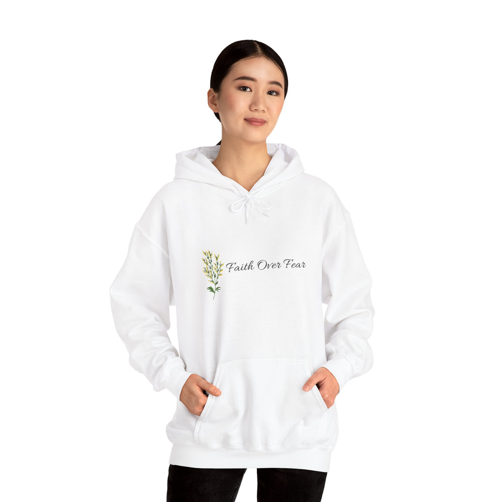 Faith Over Fear Hoodie – Floral Script Inspirational Sweatshirt