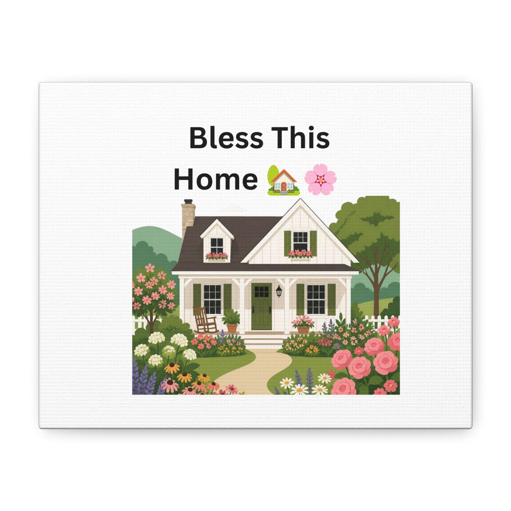 Bless This Home Canvas Wall Art — Cottage Garden House Print