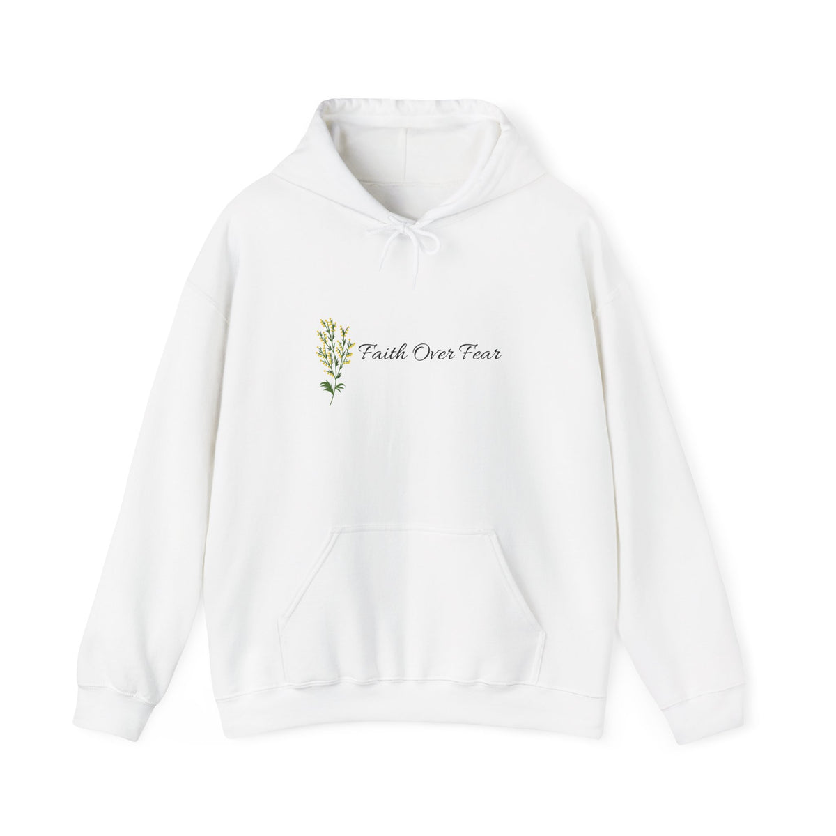 Faith Over Fear Hoodie – Floral Script Inspirational Sweatshirt