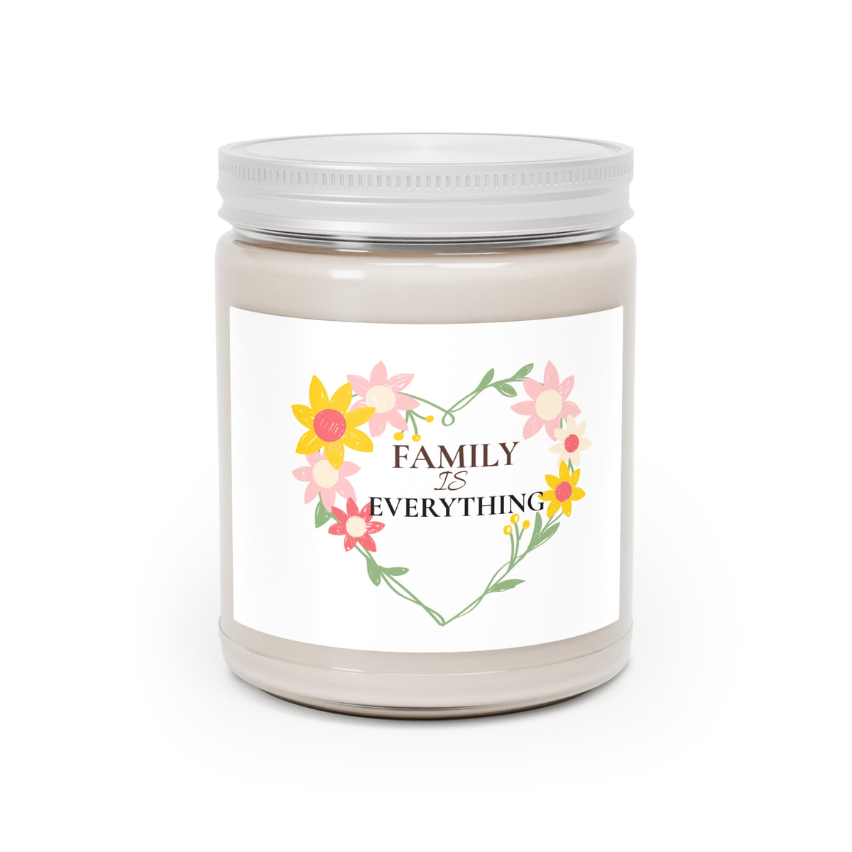 Family is Everything Scented Soy Candle- 9oz Floral Heart Gift