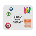 Bingo Is My Therapy Mouse Pad Colorful Bingo Balls & Markers Desk Mat