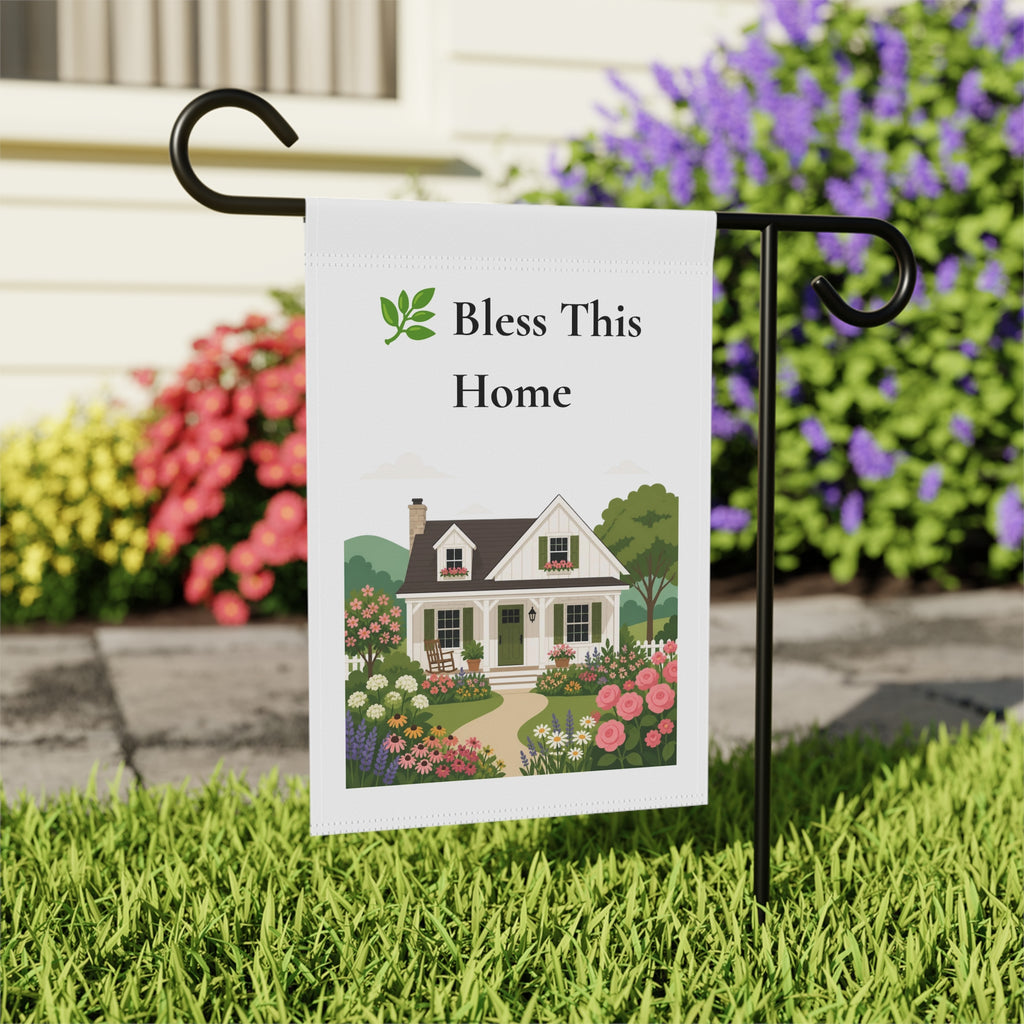 Bless This Home Garden Flag – Cottage House Floral Welcome Banner