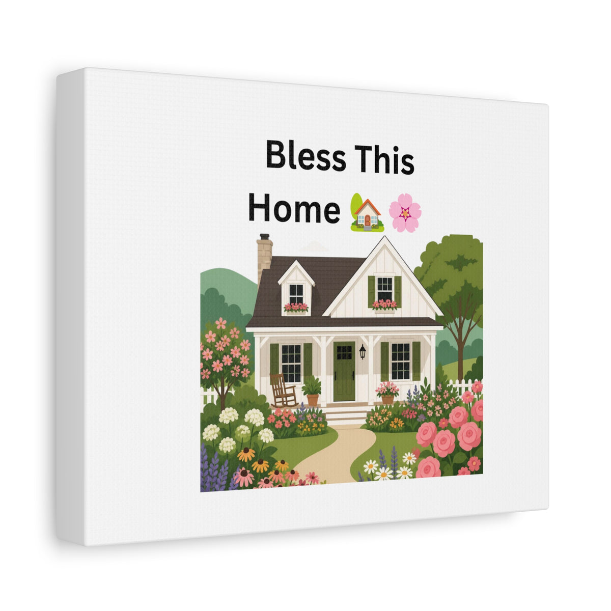 Bless This Home Canvas Wall Art — Cottage Garden House Print