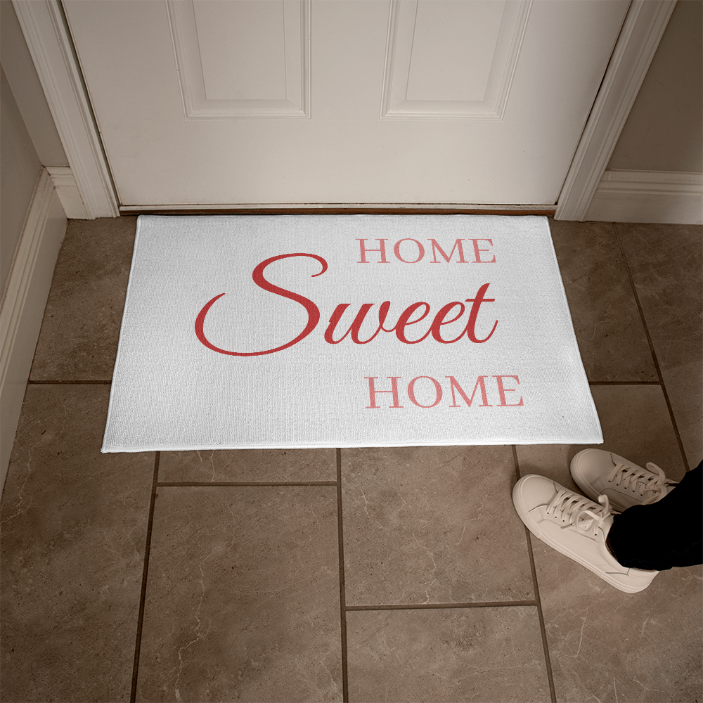 Home Sweet Home Doormat/Pink Script Welcome Mat for Front Door